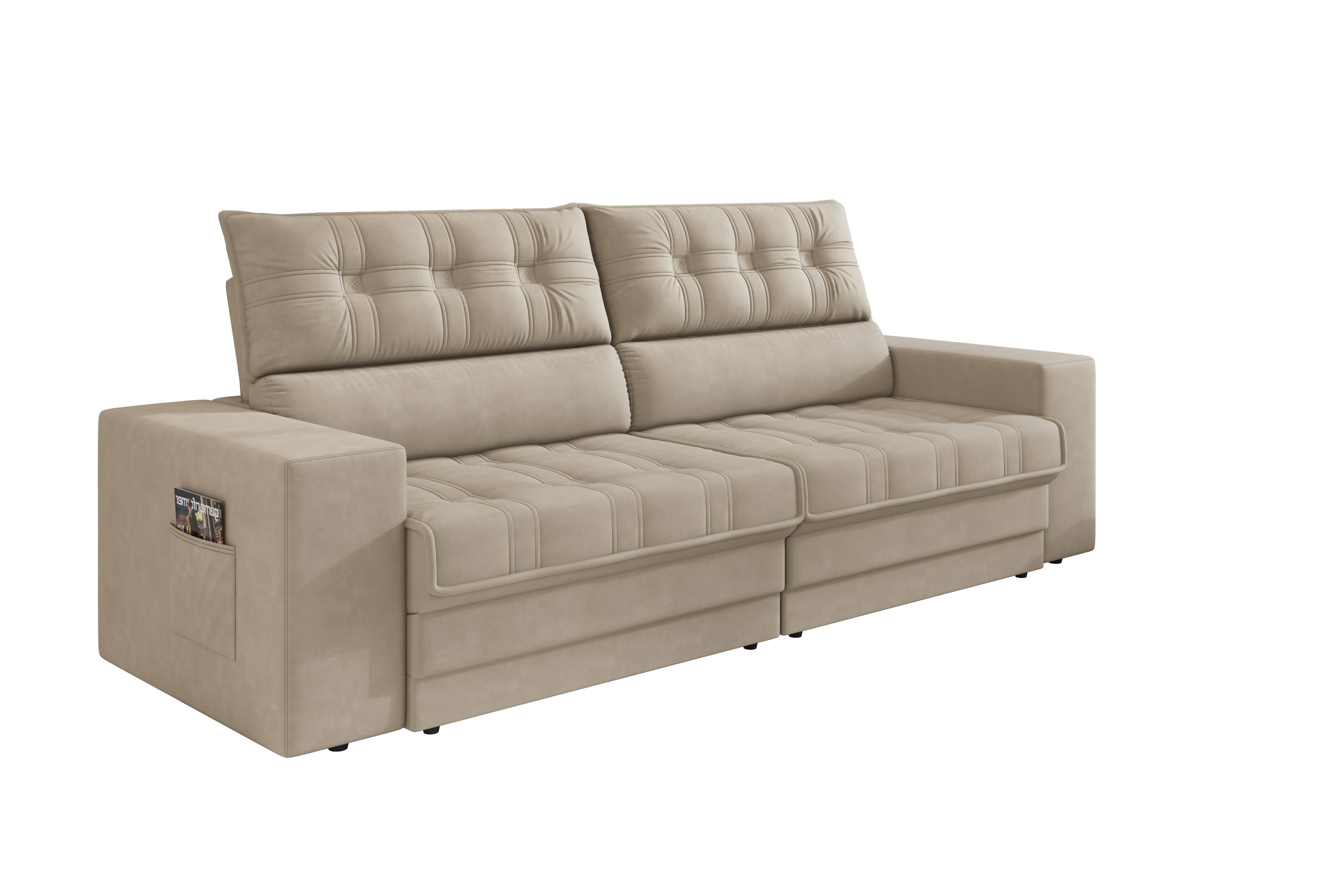 Sofá Oscar Plus 2,30m Retrátil/reclinável Suede Capuccino - Xflex - 4