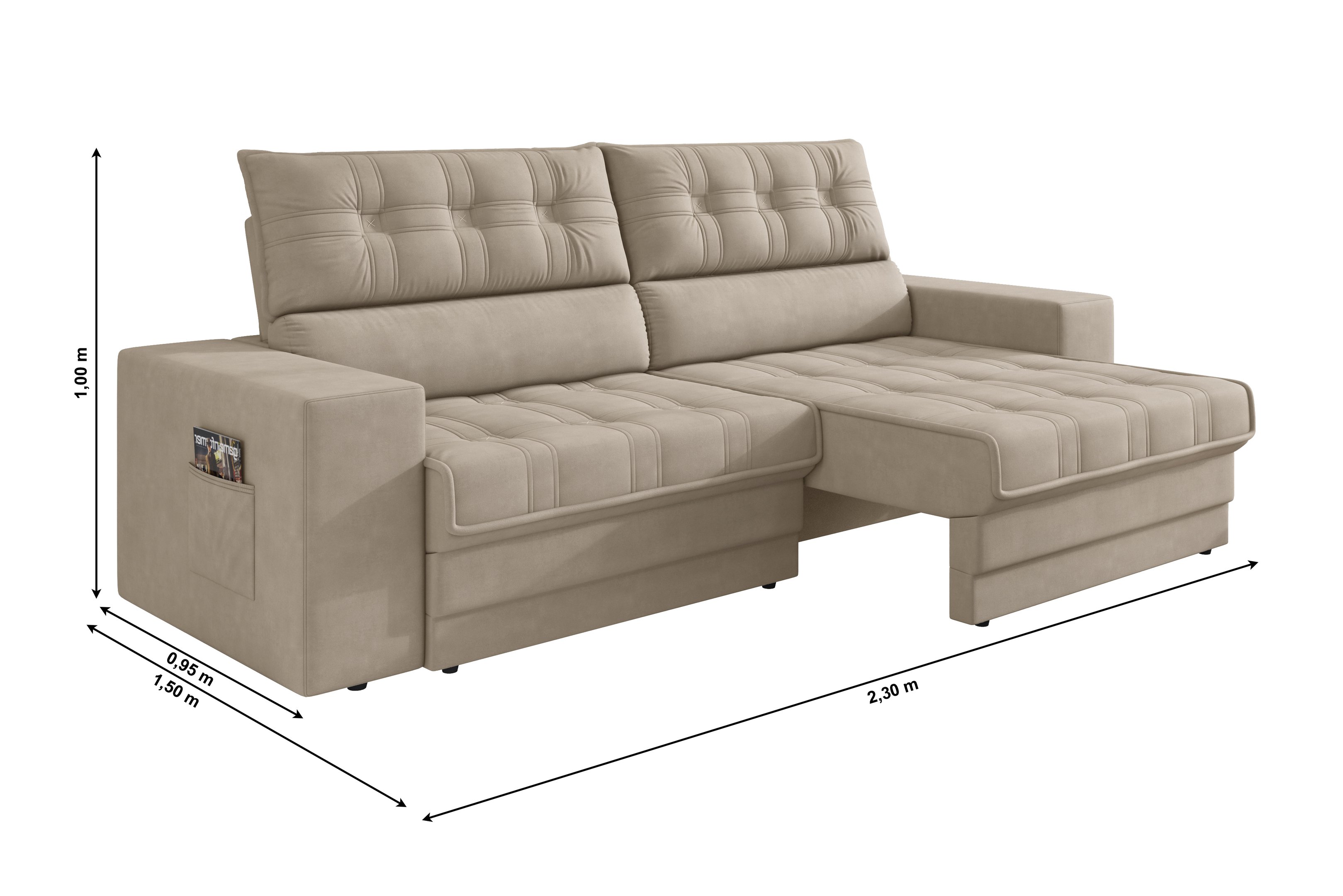 Sofá Oscar Plus 2,30m Retrátil/reclinável Suede Capuccino - Xflex - 5
