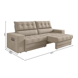 Sofá Oscar Plus 2,30m Retrátil/reclinável Suede Capuccino - Xflex - 5