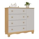 Ver imagem 2 de Cômoda Infantil 95cm 1 Porta e 4 Gavetas Dengo Multimóveis Mp4439 Madeirado/off White