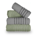Ver imagem 1 de Jogo com 4 Toalhas Wave Premium 450g/m² Algodão Banhão e Rosto Verde e Cinza