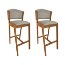Ver imagem 1 de Kit 2 Banquetas Altas de Madeira Maciça Ana em Linho Premium Cor do Assento: Bege Linho