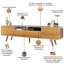 Ver imagem 3 de Rack para Sala de Estar Tv 85 Pol Orgânico 220cm Erah B01 Off White Cinamomo - Lyam Decor