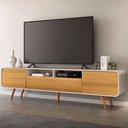 Ver imagem 2 de Rack para Sala de Estar Tv 85 Pol Orgânico 220cm Erah B01 Off White Cinamomo - Lyam Decor