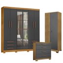 Ver imagem 1 de Guarda Roupa Casal Londres com Espelho com Cômoda 4 Gavetas New e Armário Multiuso Versatile