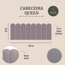 Cabeceira Queen Modulada Nuvem Cama Box Suede Cinza - 2