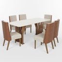 Ver imagem 2 de Conjunto Mesa Adriana 200cm com Vidro 06 Cadeiras Anne Marrom/Nature/Off White/Caramelo