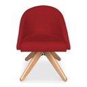 Ver imagem 6 de Kit 6 Poltronas Cadeira Giratória Bela Suede Base Madeira Vermelho Pallazio