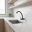 Ver imagem 1 de Torneira Pia Cozinha Parede Bica Móvel com Arejador Abs 1/4v Preto Fosco