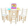 Conjunto de Mesa com 4 Cadeiras Infantil de Madeira Maciça Resistente Natural - 1