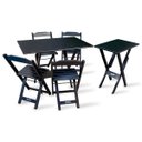 Ver imagem 1 de Conjunto De Mesa Dobrável 1,10x70 Com 4 Cadeiras Com Mesa Aparador Tarimatã Para Area Gourmet Preto