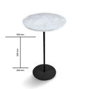 Ver imagem 4 de Mesa Lateral Norina - Baixa, Tampo 100% MDF 30 cm Redondo Marmorizado Imerso e Base Micro Texturizado Branco