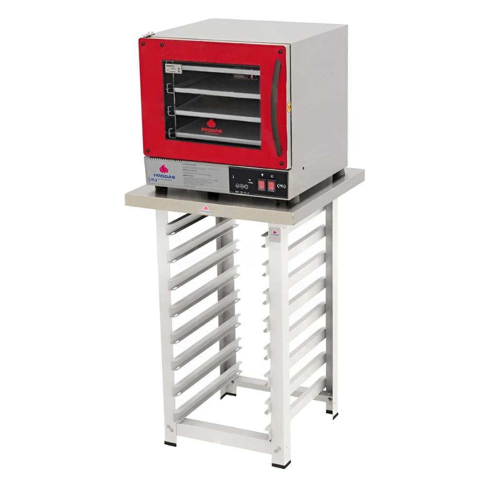 Kit Forno Turbo Eletrico Fast Oven Prp-004 Plus Digital Vermelho 127V + Bancada Mes-004 - Progas - 1