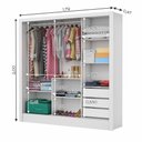 Ver imagem 4 de Guarda-Roupa Casal com Espelhos 3 Portas 3 Gavetas 179cm Multimóveis CR35565 Branco/Madeirado
