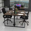 Ver imagem 5 de Escrivaninha Mesa Escritório 2 Lugares 120cm Industrial Nogal e Preto Marrom