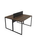 Ver imagem 2 de Escrivaninha Mesa Escritório 2 Lugares 120cm Industrial Nogal e Preto Marrom