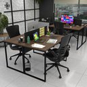 Ver imagem 2 de Escrivaninha Mesa Escritório 2 Lugares 120cm Industrial Nogal E Preto