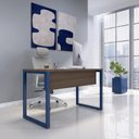 Ver imagem 1 de Mesa Madeira X M134/60P25 134cm Industrial Walnut e Azul Cinza
