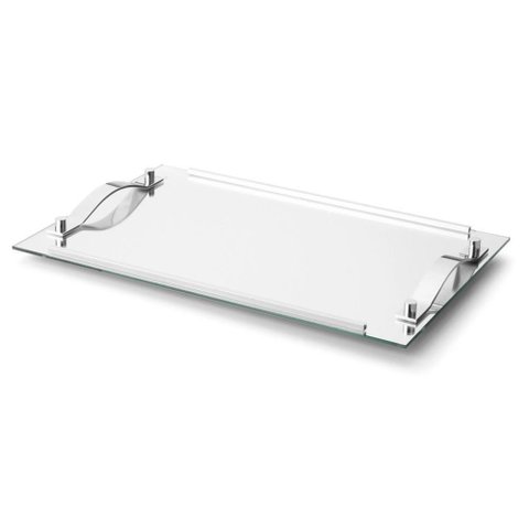 Bandeja de Vidro Decorativa Espelhado com Alças 45x30 Cm