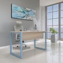 Ver imagem 1 de Mesa Madeira X M134/60P25 134cm Industrial Nogueira e Azul Cinza