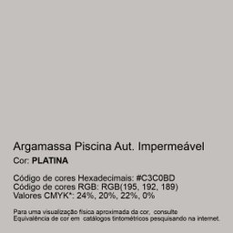 Argamassa Piscina Aut. Impermeável Cor Platina 1kg - 2