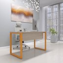 Ver imagem 1 de Mesa Madeira X M134/60P25 134cm Industrial Nogueira e Laranja Cinza
