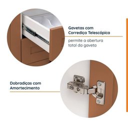 Cozinha Modulada 4 Peças 1 Torre Microondas 1 Aéreo 2 Balcões Arizona Cabecasa Madeiramadeira - 4
