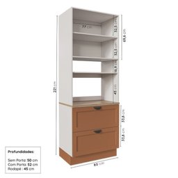 Cozinha Modulada 4 Peças 1 Torre Microondas 1 Aéreo 2 Balcões Arizona Cabecasa Madeiramadeira - 9