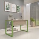 Ver imagem 1 de Mesa Madeira X M134/60P25 134cm Industrial Nogueira e Verde Cinza