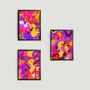 Ver imagem 1 de Kit 3 Quadros Figurativos Cantoras 45x34cm - com vidro:Madeira preta