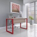 Ver imagem 1 de Mesa Madeira X M134/60P25 134cm Industrial Nogueira e Vermelho Cinza