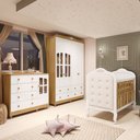Ver imagem 1 de Quarto de Bebê Guarda-Roupa e Cômoda com Janelas e Berço com Capitonê Maya Clássico Espresso Móveis Branco/Brilho/Amêndoa