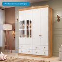 Ver imagem 7 de Quarto de Bebê Guarda-Roupa e Cômoda com Janelas e Berço com Capitonê Maya Clássico Espresso Móveis Branco/Brilho/Amêndoa