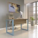 Ver imagem 1 de Mesa Madeira X M134/60P25 134cm Industrial Naturalle e Azul Cinza/Marromle