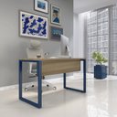 Ver imagem 1 de Mesa Madeira X M134/60P25 134cm Industrial Naturalle e Azul Cinza/Marromle