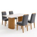 Ver imagem 2 de Mesa de Jantar com Kit 4 Cadeiras MDF Isla/Dakota Plus/Lyra Cinamomo Off-White Veludo Grafite
