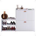 Ver imagem 1 de Banco Sapateira Milano 2 Gavetas Prateleira Porta Calçados Quarto Hall Entrada Retrô Branco - Rpm