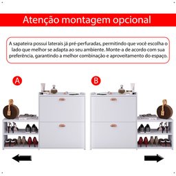 Banco Sapateira Milano 2 Gavetas Prateleira Porta Calçados Quarto Hall Entrada Retrô Branco - Rpm - 7