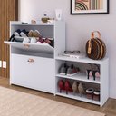 Ver imagem 3 de Banco Sapateira Milano 2 Gavetas Prateleira Porta Calçados Quarto Hall Entrada Retrô Branco - Rpm