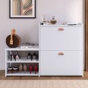 Ver imagem 2 de Banco Sapateira Milano 2 Gavetas Prateleira Porta Calçados Quarto Hall Entrada Retrô Branco - Rpm