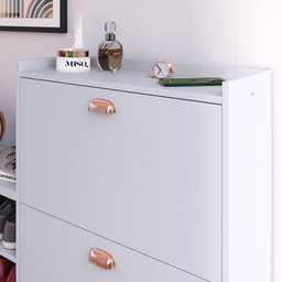 Banco Sapateira Milano 2 Gavetas Prateleira Porta Calçados Quarto Hall Entrada Retrô Branco - Rpm - 5