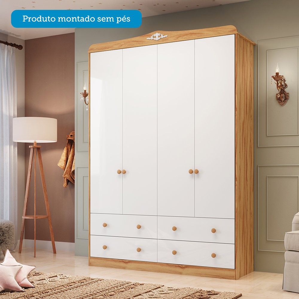 Quarto de Bebê com Guarda-roupa Cômoda e Berço com Capitonê 100% Mdf Maya Clássico Espresso Móveis - 6