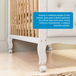 Quarto de Bebê com Guarda-roupa Cômoda e Berço com Capitonê 100% Mdf Maya Clássico Espresso Móveis - 13