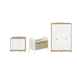 Quarto de Bebê com Guarda-roupa Cômoda e Berço com Capitonê 100% Mdf Maya Clássico Espresso Móveis - 2