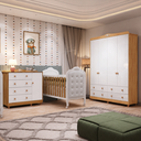 Ver imagem 1 de Quarto de Bebê com Guarda-Roupa Cômoda e Berço com Capitonê 100% MDF Maya Clássico Espresso Móveis B