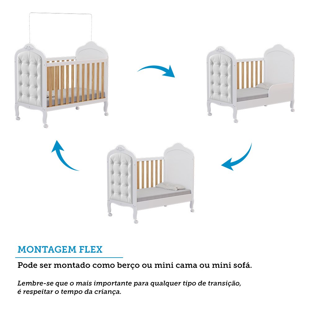 Quarto de Bebê com Guarda-roupa Cômoda e Berço com Capitonê 100% Mdf Maya Clássico Espresso Móveis - 4