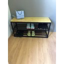 Ver imagem 3 de Banco Sapateira Organizadora Estilo Industrial Ferro Madeira