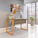 Ver imagem 1 de Mesa Madeira M134/60P25TUB 134cm Industrial Natural e Laranja Cinza/Marrom