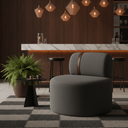 Ver imagem 3 de Poltrona Orgânica Moderna Decorativa para Sala Linho:Linho Cinza Chumbo