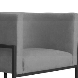 Poltrona Decorativa Luana Base Preta Suede Cores - DS Estofados Poltrona Luana Cinza - 4